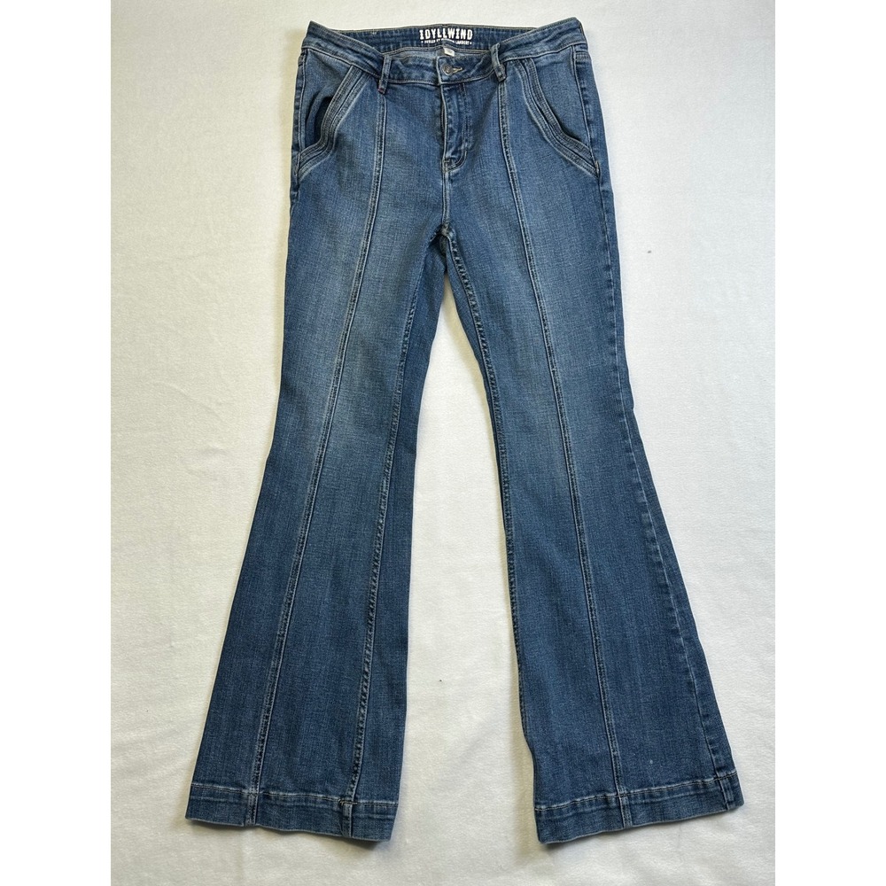 Idyllwind Miranda Lambert Womens 12W x 32L Blue Flare Leg Seam Front Jeans